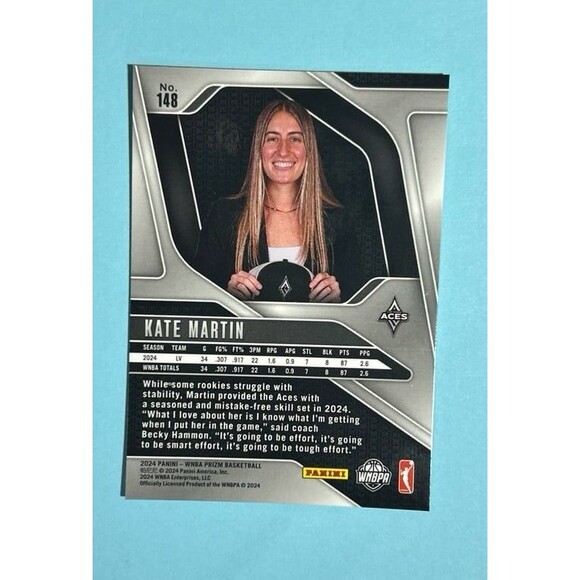 Kate Martin Rookie Card 2024 Panini Prizm WNBA Image Variation Card-#148 Aces - Picture 2 of 2